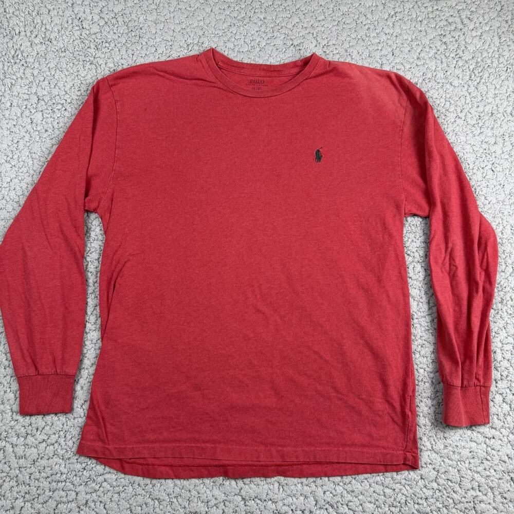 Polo Ralph Lauren Long Sleeve Crew Neck Shirt Mens S Red Pony Logo